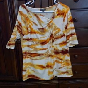 Multicolor top orange, yellow, off white
